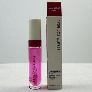 Beauty For Real Lip Revival Hi-Shine Hydrating Lip Oil Raspberry Beret 6ml NEW
